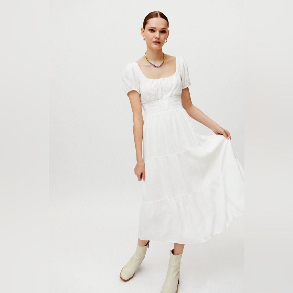 UO Patsy Smocked Waist Midi Dress (Large)